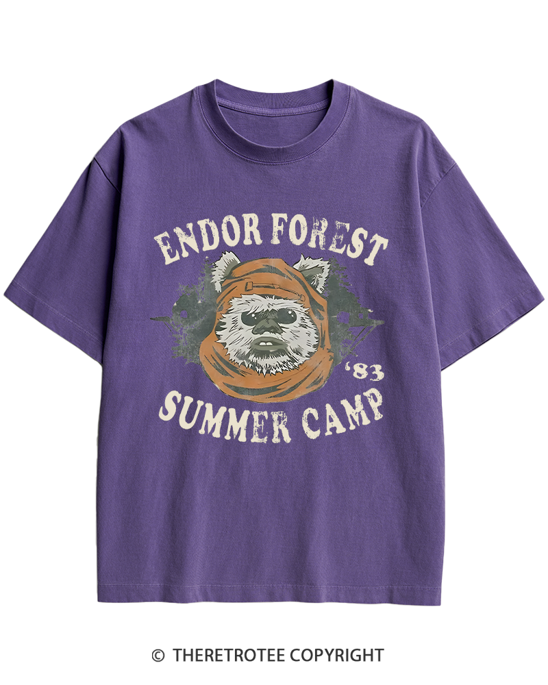 TheRetroTee Endor Forest Summer Camp 1980s Heavy Cotton T-Shirt