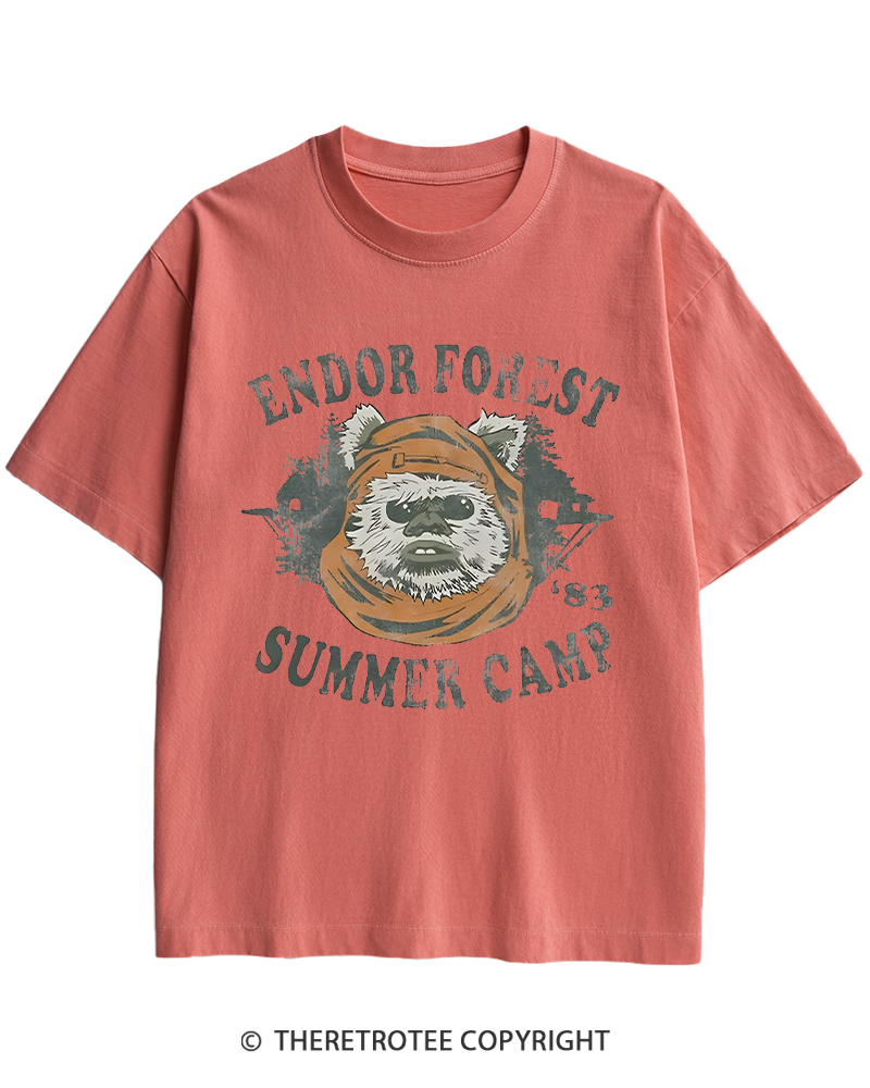 TheRetroTee Endor Forest Summer Camp 1980s Heavy Cotton T-Shirt