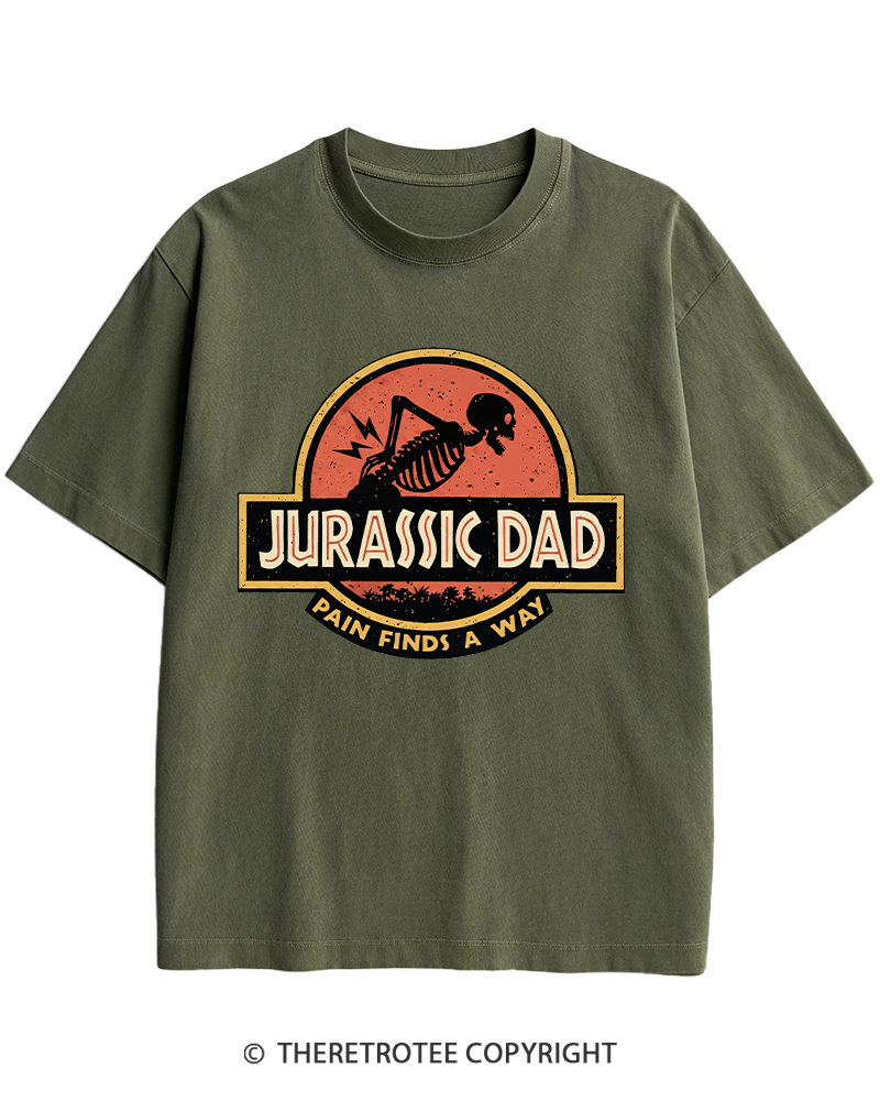 TheRetroTee Jurassic DAD Pain Finds A Way 1990s Heavy Cotton T-Shirt