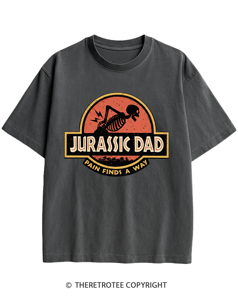 TheRetroTee Jurassic DAD Pain Finds A Way 1990s Heavy Cotton T-Shirt