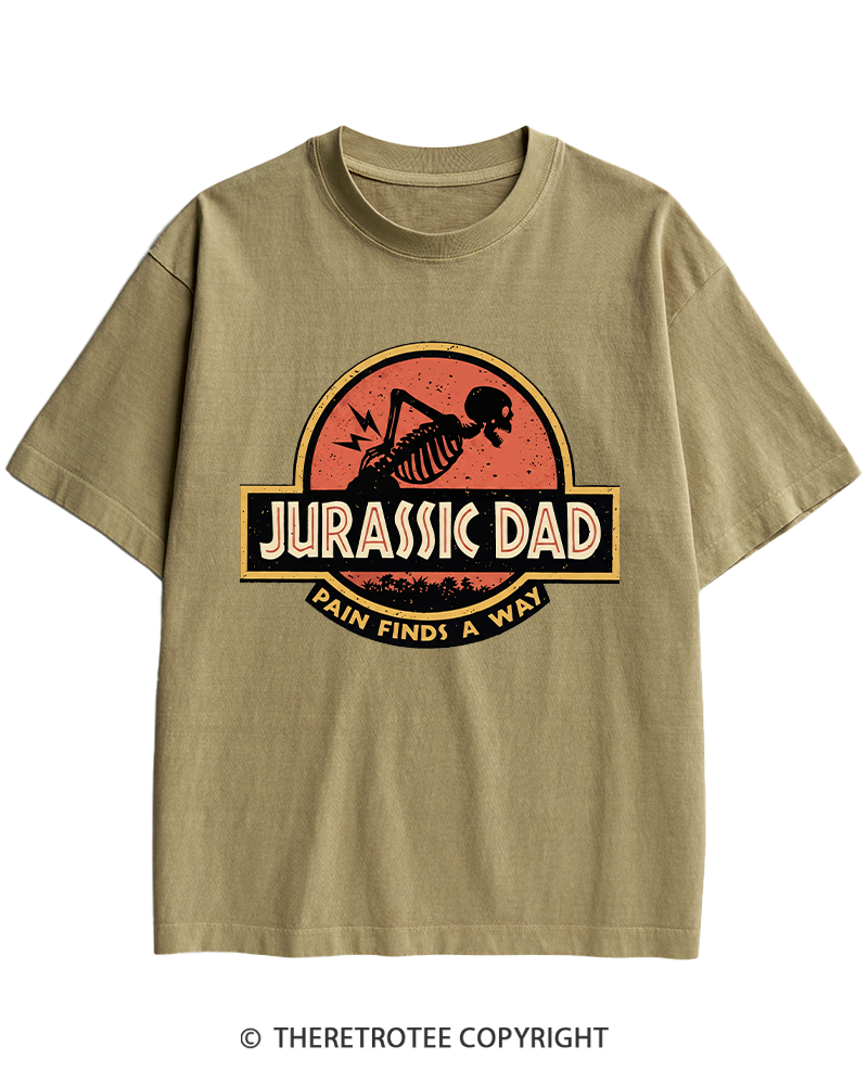 TheRetroTee Jurassic DAD Pain Finds A Way 1990s Heavy Cotton T-Shirt