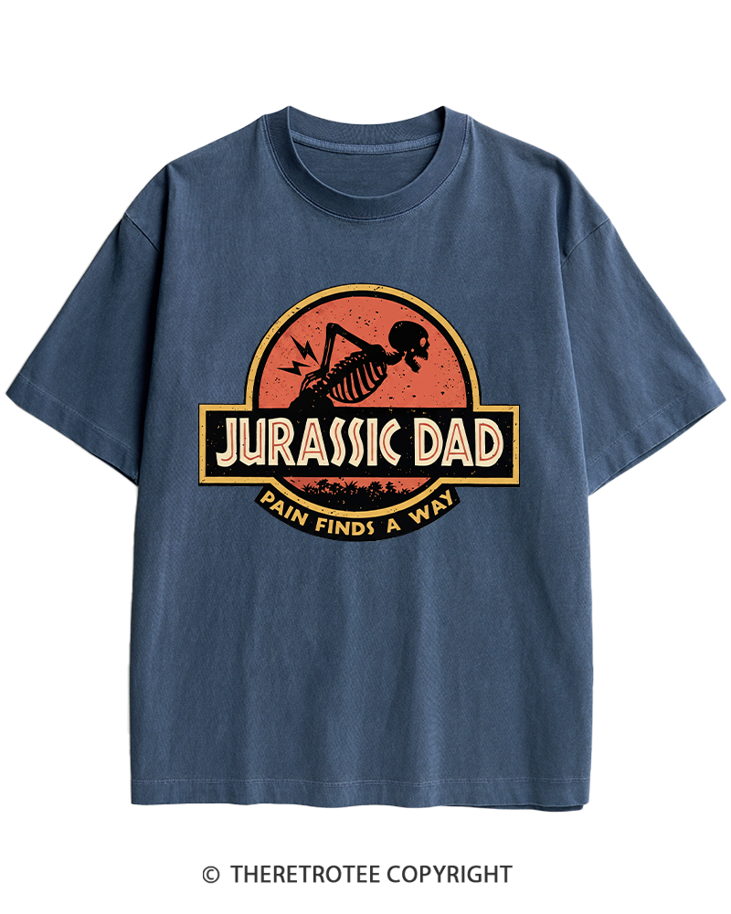 TheRetroTee Jurassic DAD Pain Finds A Way 1990s Heavy Cotton T-Shirt