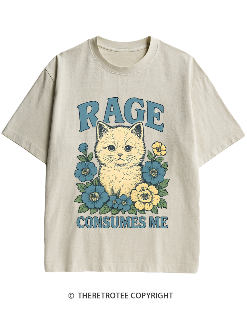 TheRetroTee Cat Meme 1970s Heavy Cotton T-Shirt