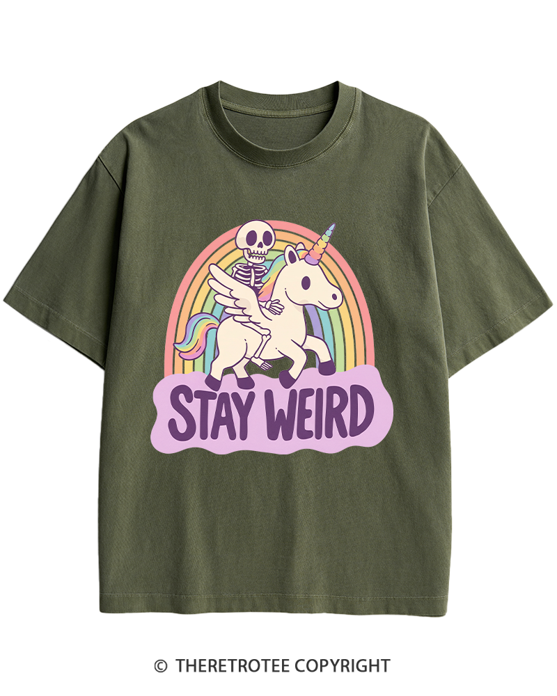 TheRetroTee Stay Weird Heavy Cotton T-Shirt