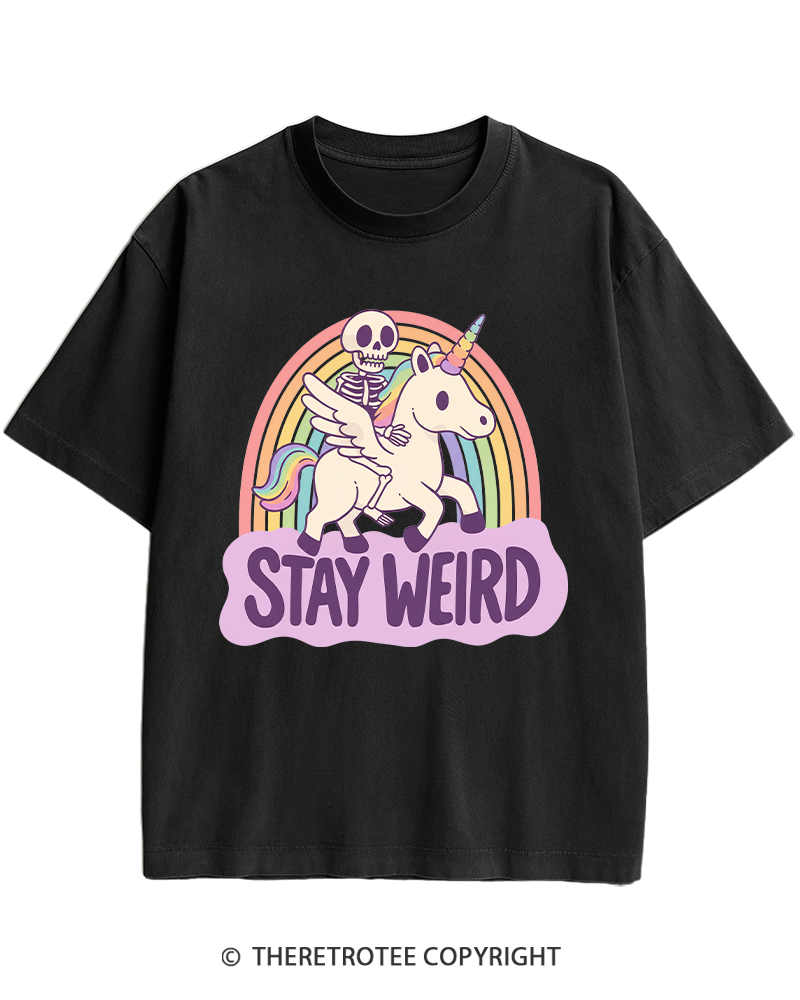 TheRetroTee Stay Weird Heavy Cotton T-Shirt