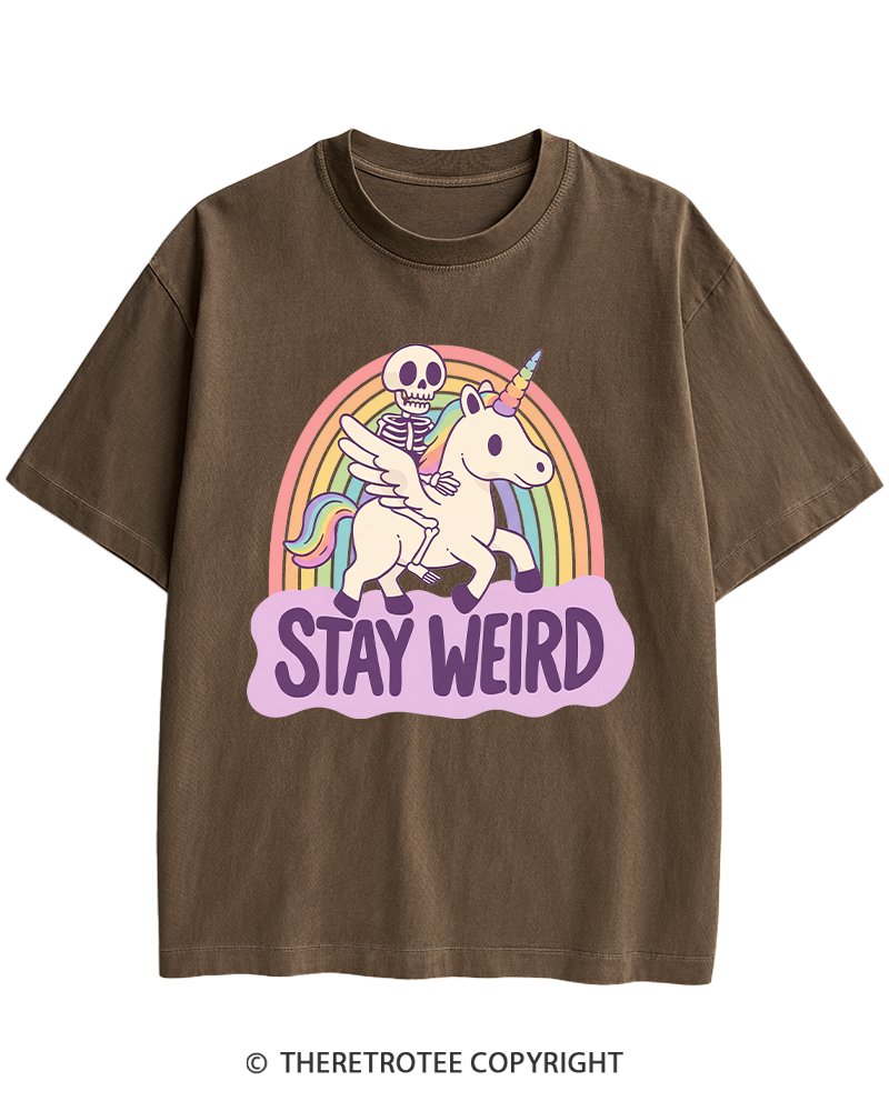 TheRetroTee Stay Weird Heavy Cotton T-Shirt