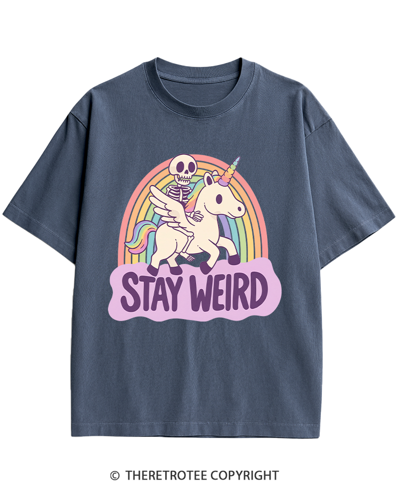 TheRetroTee Stay Weird Heavy Cotton T-Shirt