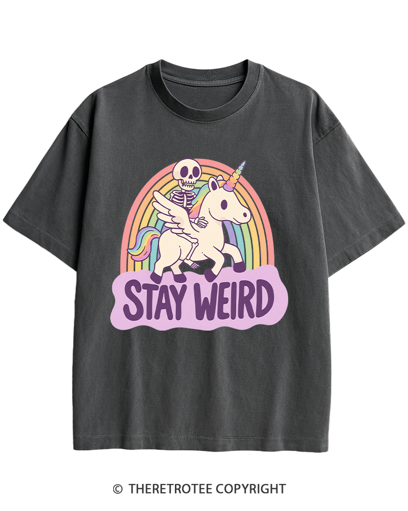 TheRetroTee Stay Weird Heavy Cotton T-Shirt