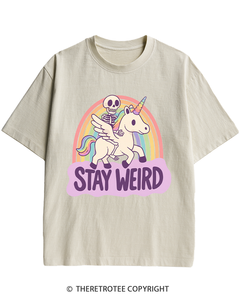 TheRetroTee Stay Weird Heavy Cotton T-Shirt