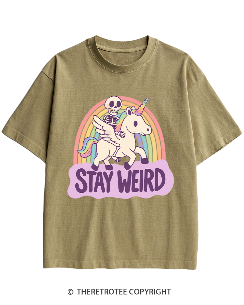 TheRetroTee Stay Weird Heavy Cotton T-Shirt