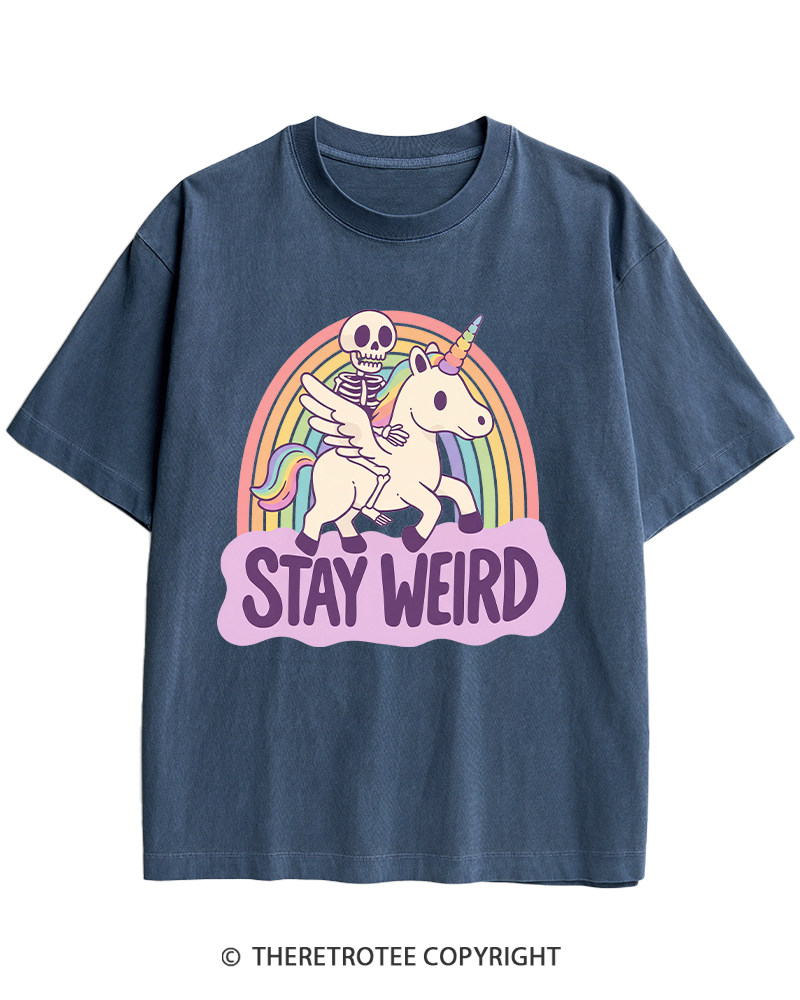 TheRetroTee Stay Weird Heavy Cotton T-Shirt