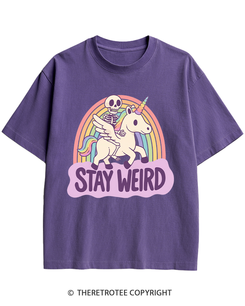 TheRetroTee Stay Weird Heavy Cotton T-Shirt