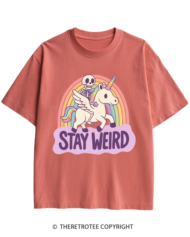 TheRetroTee Stay Weird Heavy Cotton T-Shirt