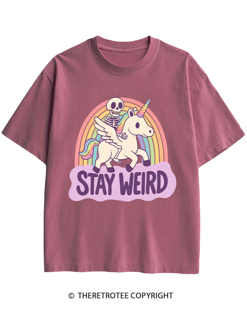 TheRetroTee Stay Weird Heavy Cotton T-Shirt