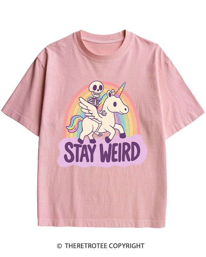 TheRetroTee Stay Weird Heavy Cotton T-Shirt