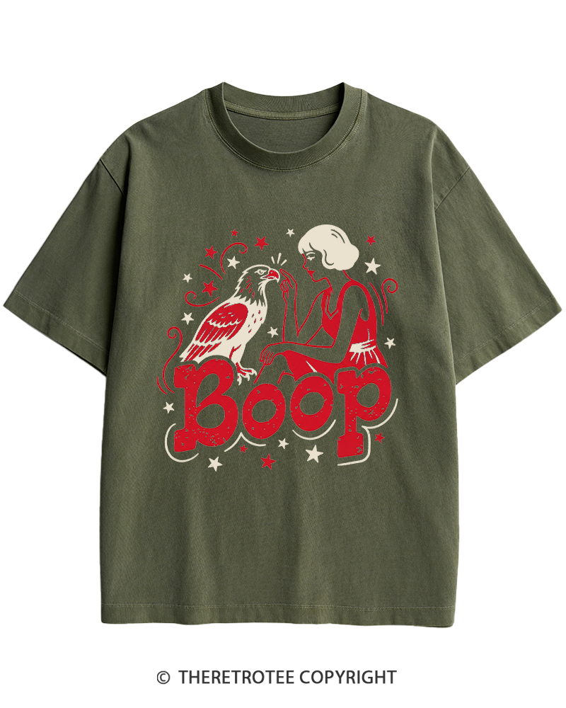 TheRetroTee Boop Eagle Funny Patriotic 1776 Heavy Cotton T-Shirt