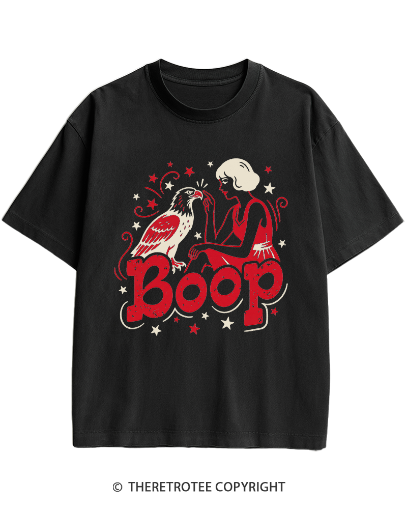 TheRetroTee Boop Eagle Funny Patriotic 1776 Heavy Cotton T-Shirt
