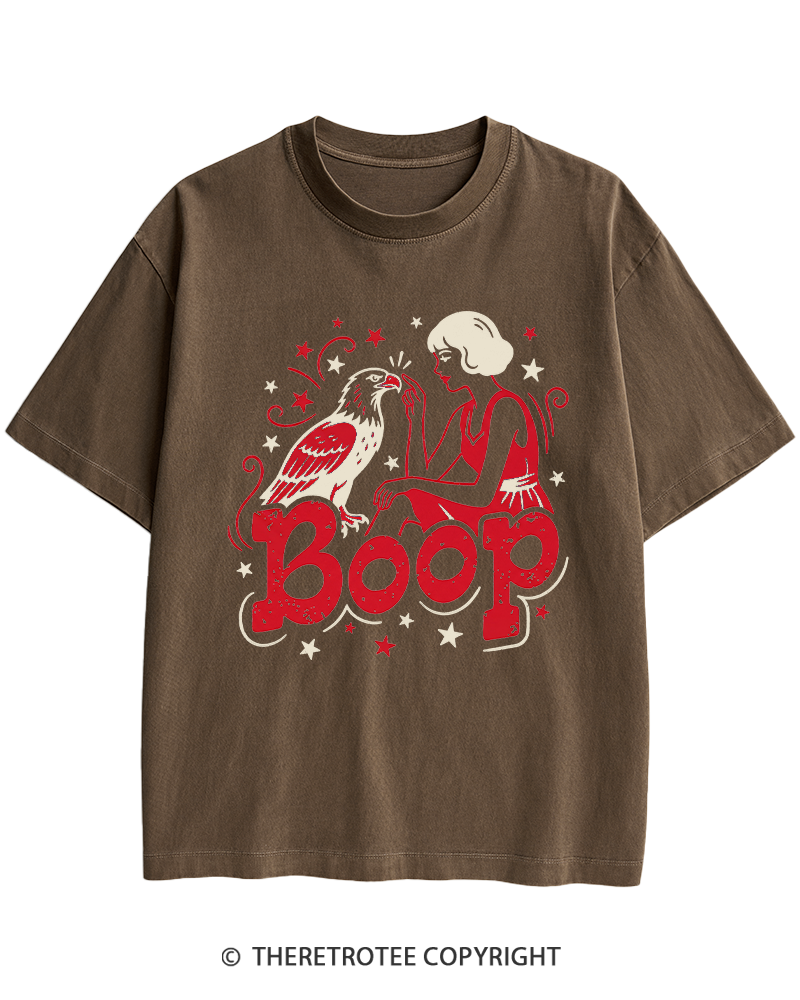 TheRetroTee Boop Eagle Funny Patriotic 1776 Heavy Cotton T-Shirt