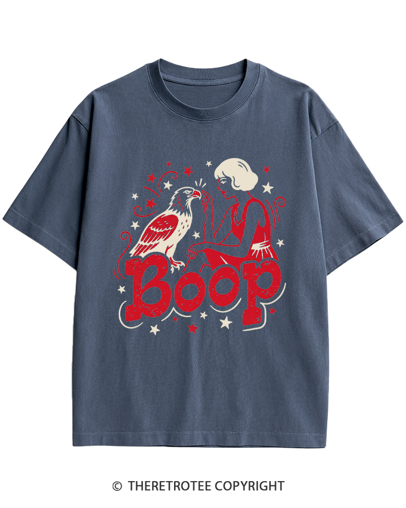 TheRetroTee Boop Eagle Funny Patriotic 1776 Heavy Cotton T-Shirt