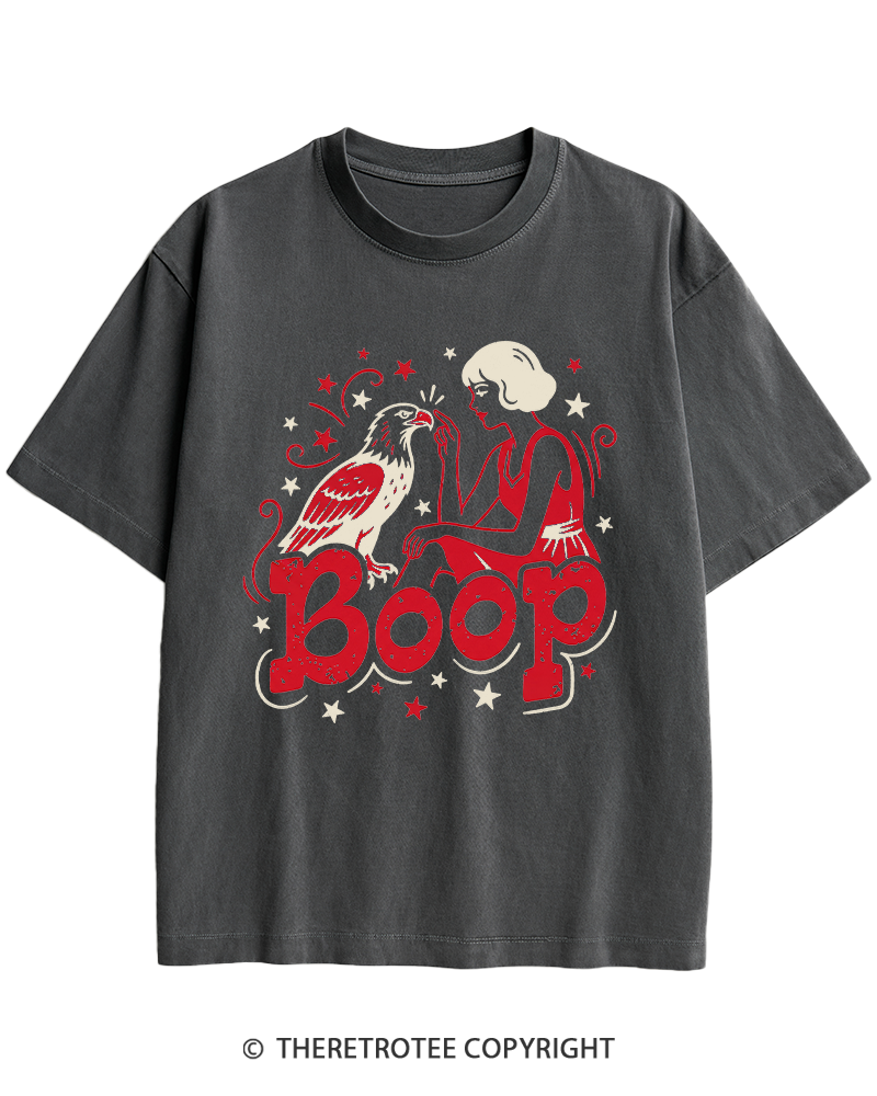 TheRetroTee Boop Eagle Funny Patriotic 1776 Heavy Cotton T-Shirt