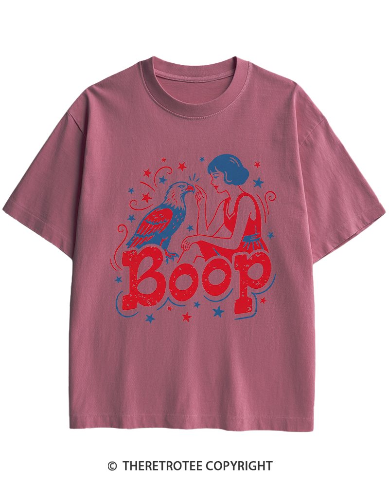 TheRetroTee Boop Eagle Funny Patriotic 1776 Heavy Cotton T-Shirt