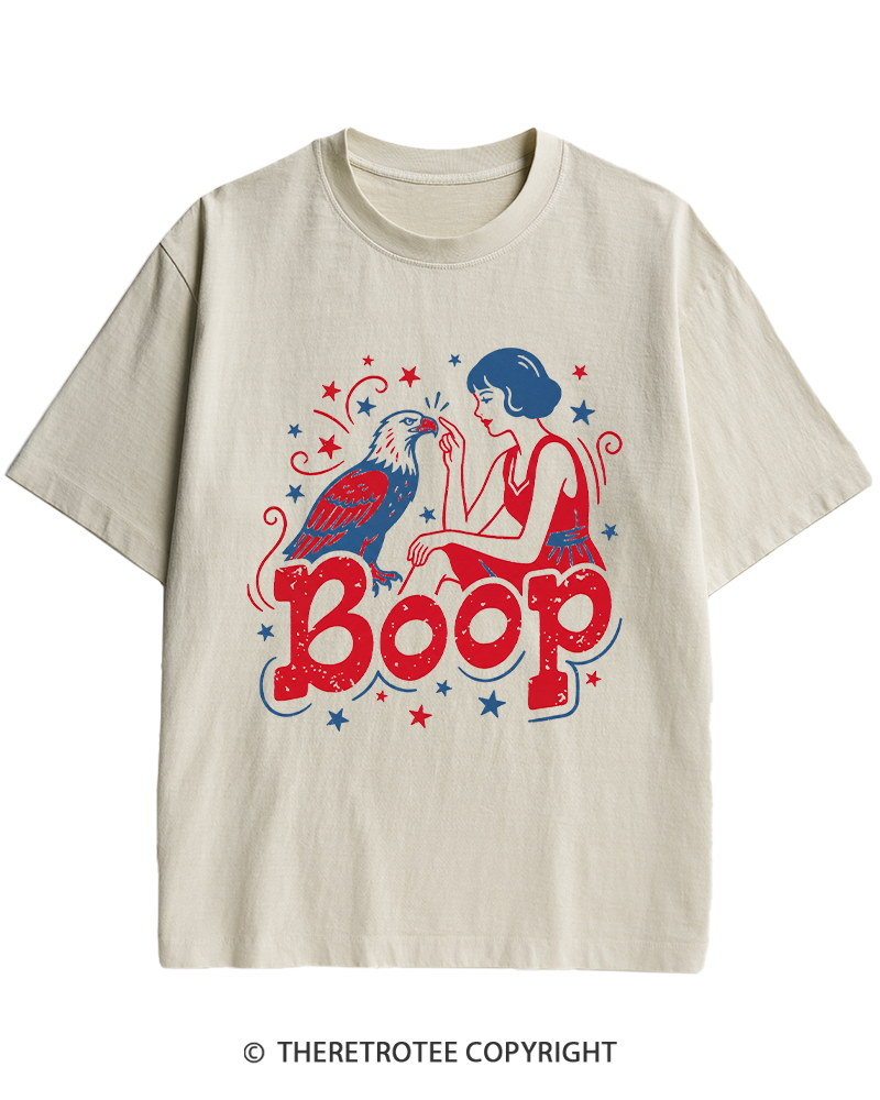 TheRetroTee Boop Eagle Funny Patriotic 1776 Heavy Cotton T-Shirt