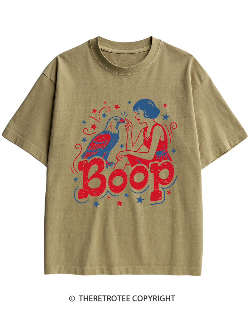 TheRetroTee Boop Eagle Funny Patriotic 1776 Heavy Cotton T-Shirt