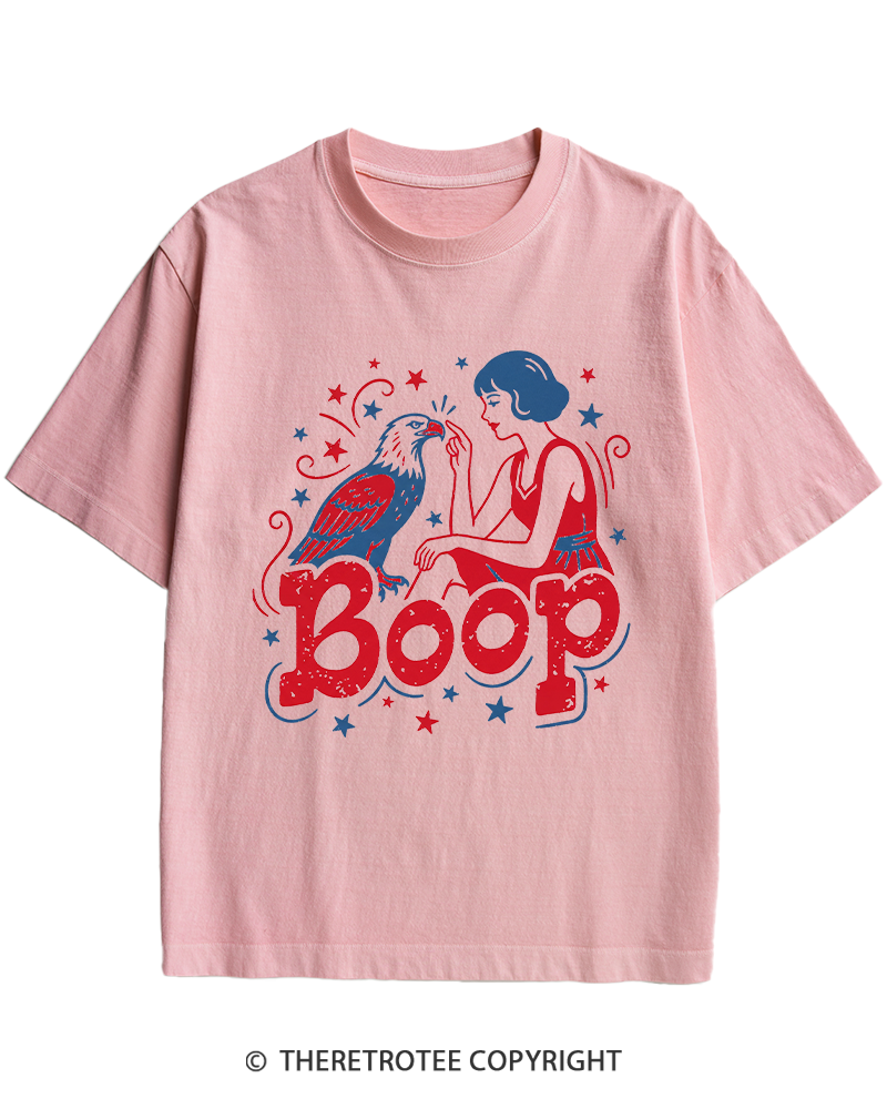 TheRetroTee Boop Eagle Funny Patriotic 1776 Heavy Cotton T-Shirt