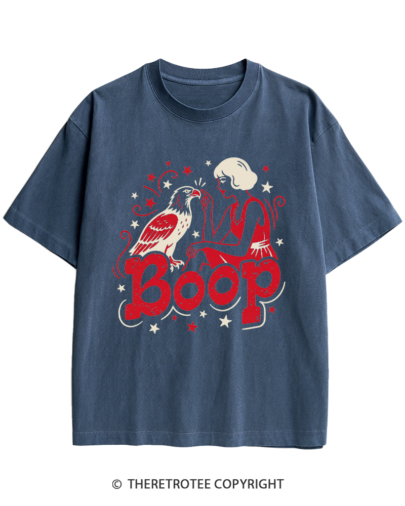 TheRetroTee Boop Eagle Funny Patriotic 1776 Heavy Cotton T-Shirt