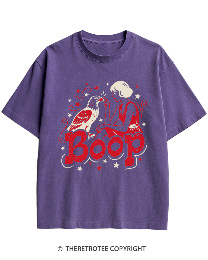 TheRetroTee Boop Eagle Funny Patriotic 1776 Heavy Cotton T-Shirt