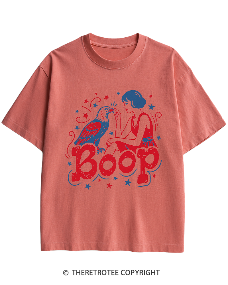 TheRetroTee Boop Eagle Funny Patriotic 1776 Heavy Cotton T-Shirt