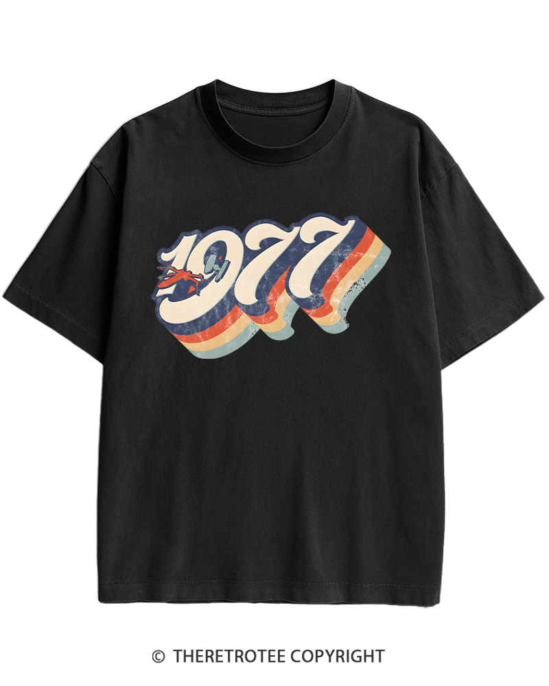 TheRetroTee 1977 Retro Dog Fight Heavy Cotton T-Shirt