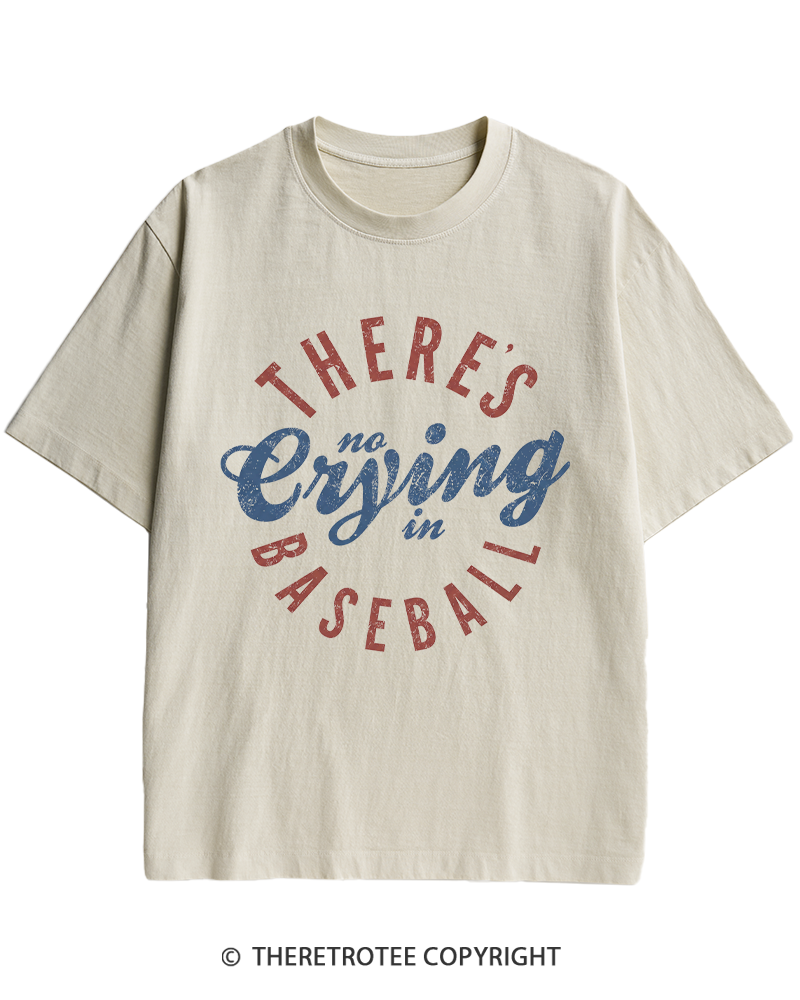TheRetroTee There’s No Crying In Baseball 1980s Heavy Cotton T-Shirt