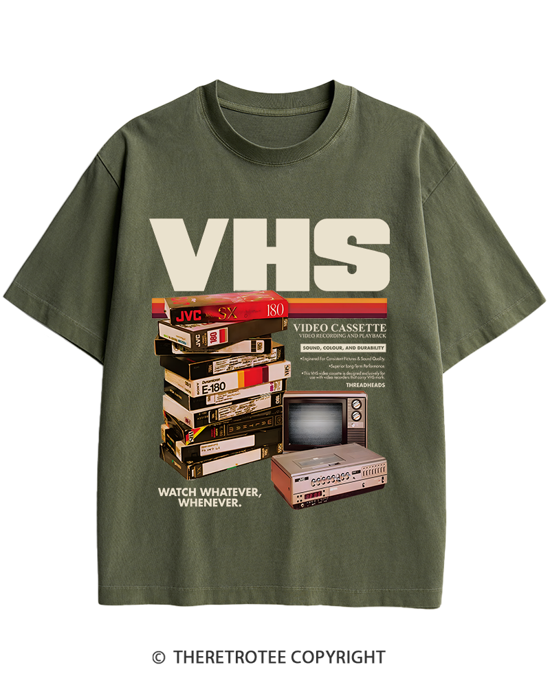 TheRetroTee VHS Tapes 1980s-1990s Heavy Cotton T-Shirt