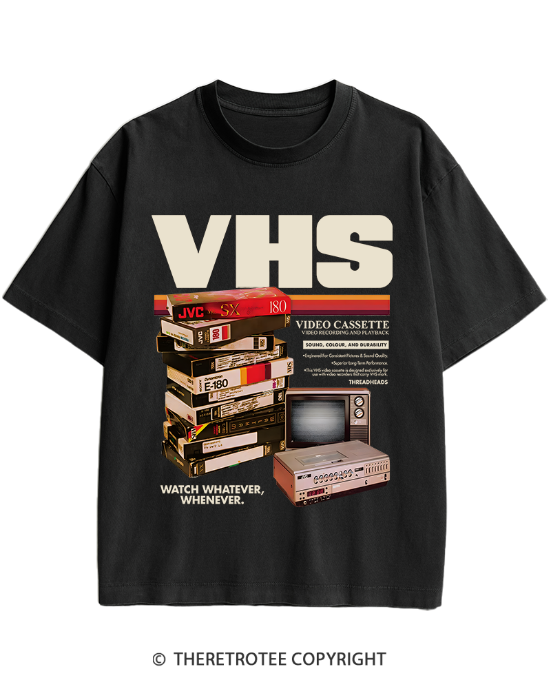 TheRetroTee VHS Tapes 1980s-1990s Heavy Cotton T-Shirt