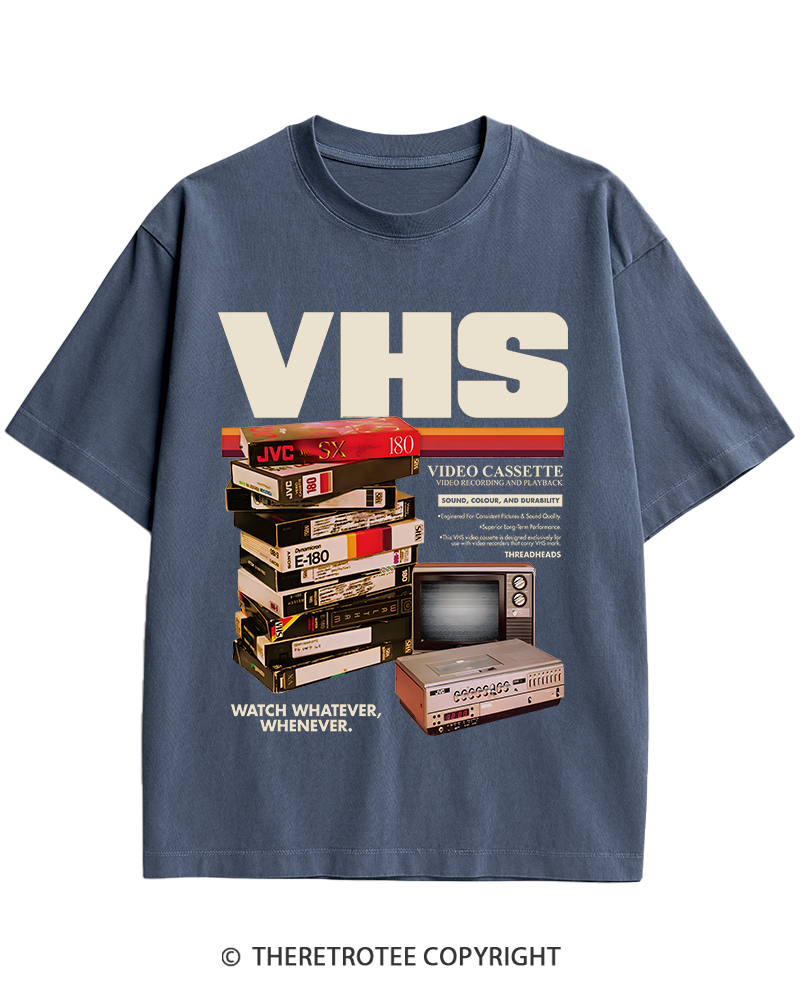 TheRetroTee VHS Tapes 1980s-1990s Heavy Cotton T-Shirt