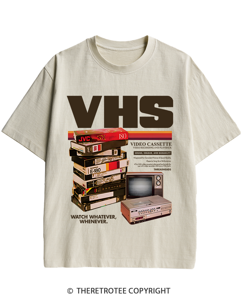 TheRetroTee VHS Tapes 1980s-1990s Heavy Cotton T-Shirt