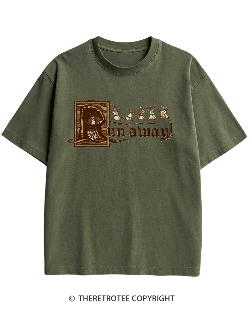 TheRetroTee Run Away 1970s Heavy Cotton T-Shirt