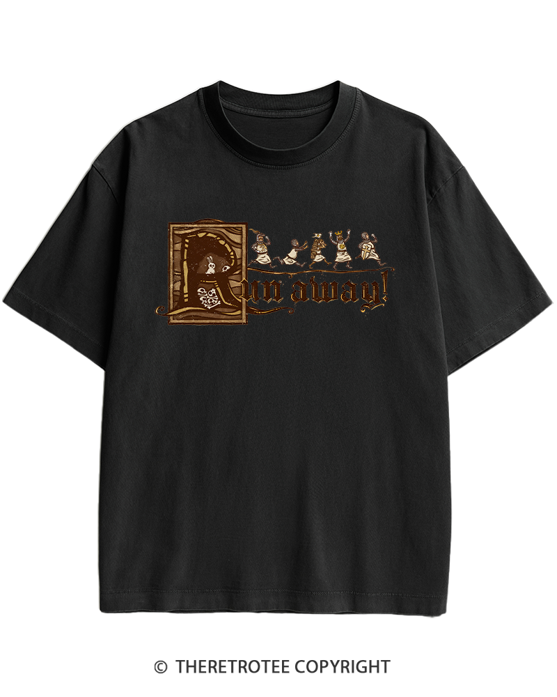 TheRetroTee Run Away 1970s Heavy Cotton T-Shirt