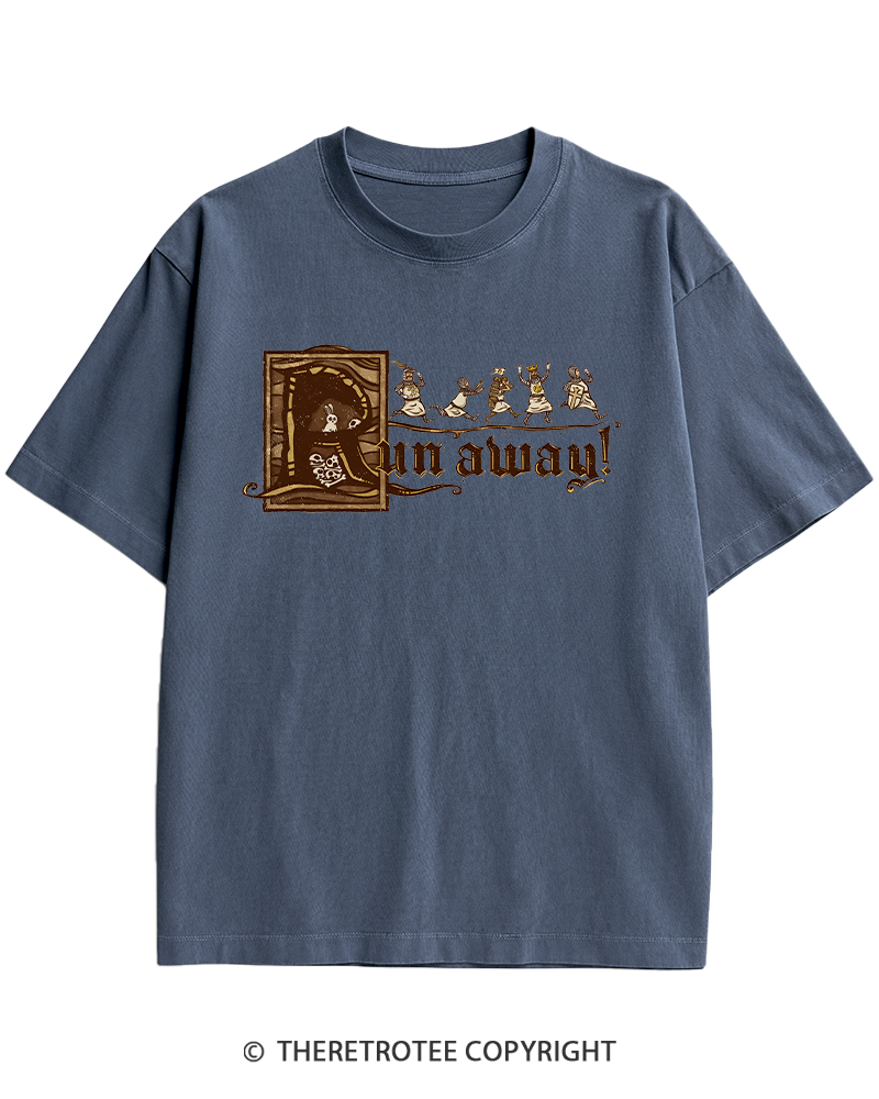 TheRetroTee Run Away 1970s Heavy Cotton T-Shirt