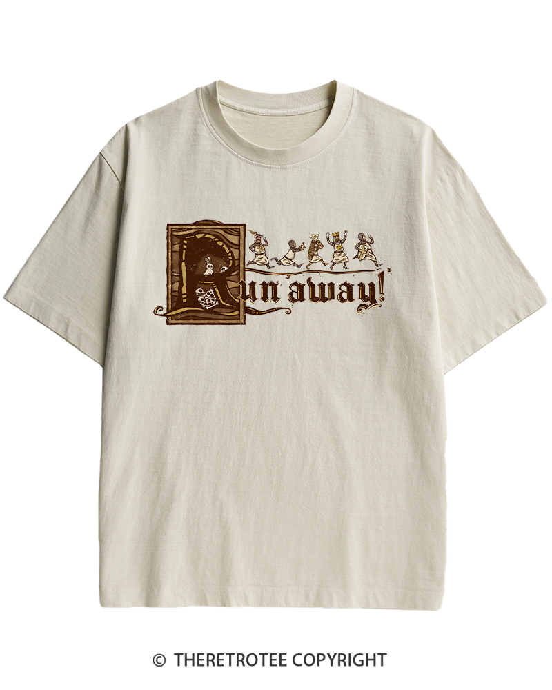 TheRetroTee Run Away 1970s Heavy Cotton T-Shirt