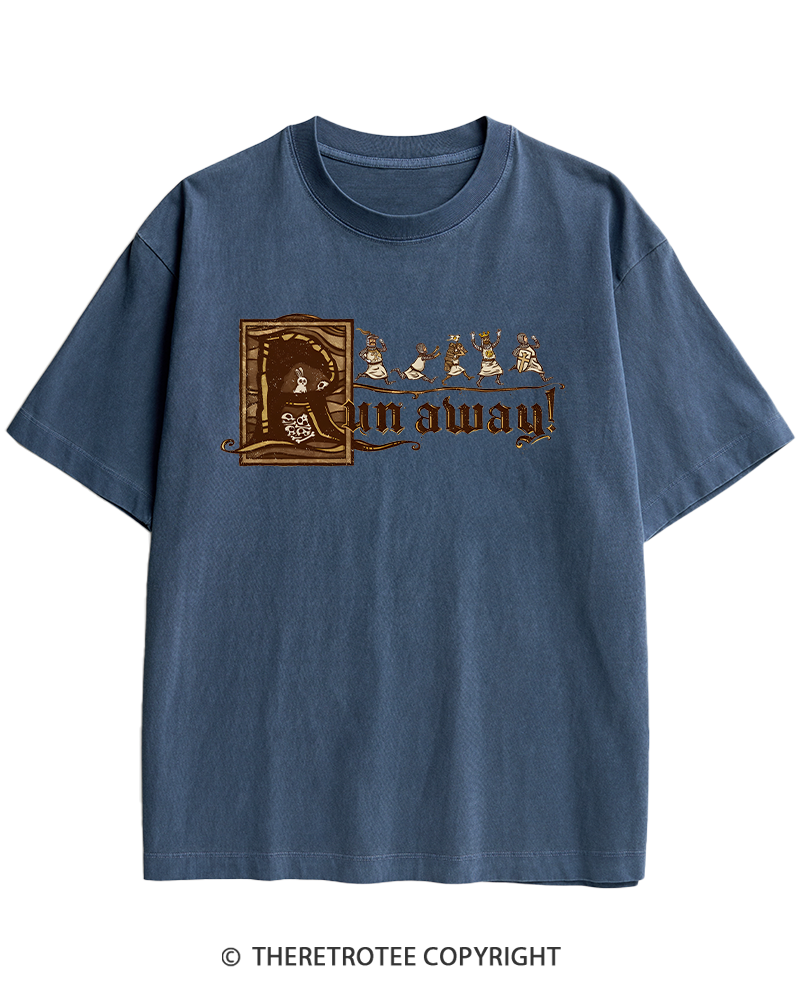 TheRetroTee Run Away 1970s Heavy Cotton T-Shirt