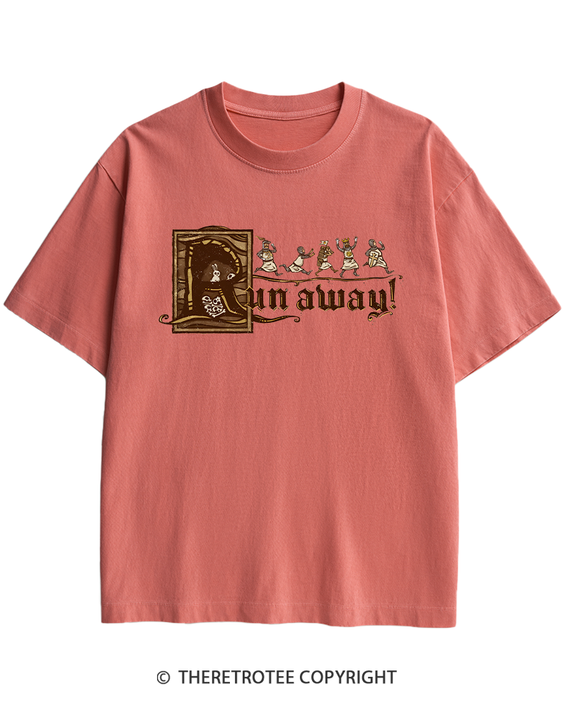 TheRetroTee Run Away 1970s Heavy Cotton T-Shirt