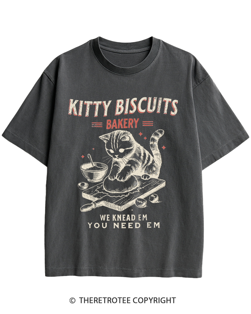 TheRetroTee Kitty Biscuits Bakery 1950s Heavy Cotton T-Shirt