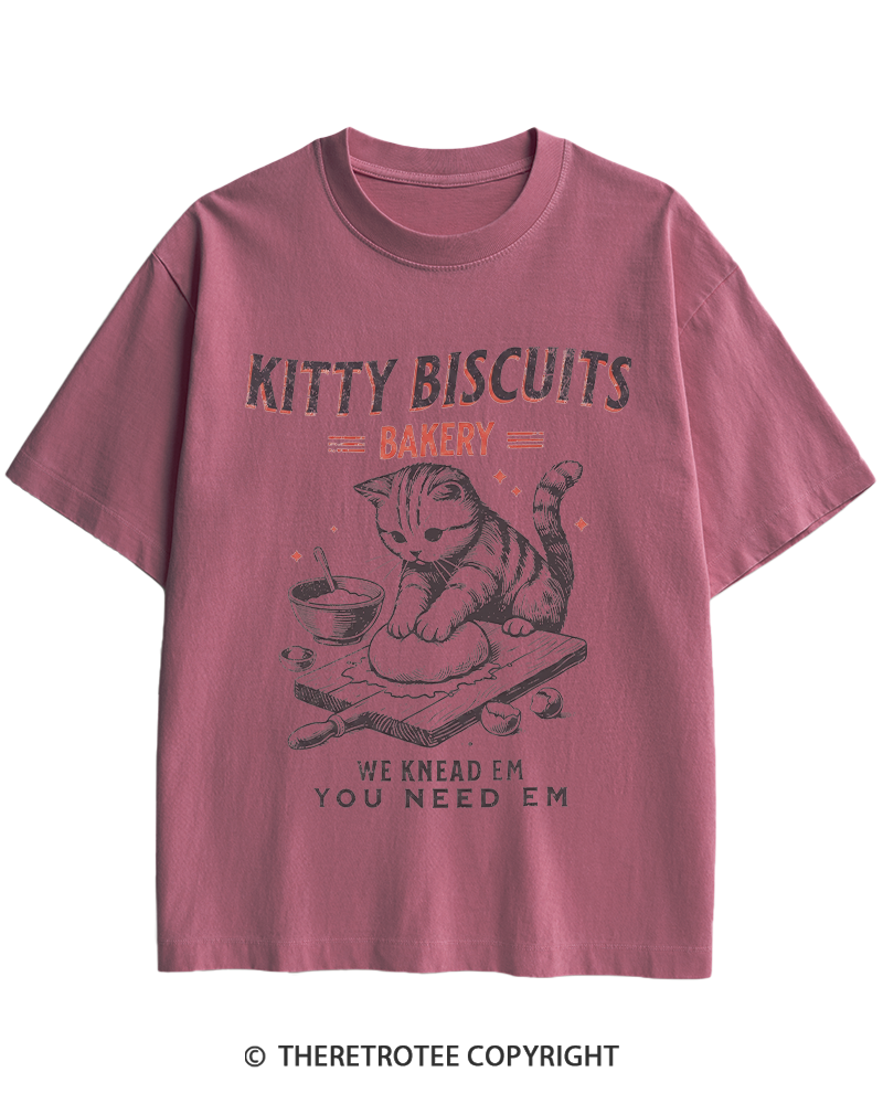 TheRetroTee Kitty Biscuits Bakery 1950s Heavy Cotton T-Shirt