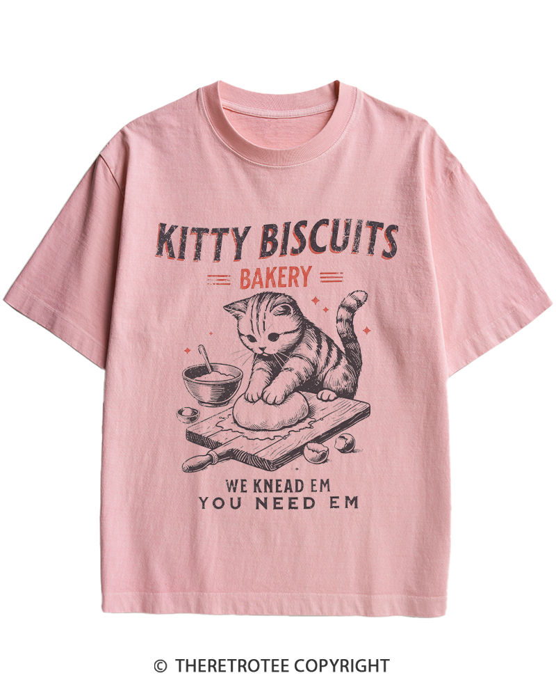 TheRetroTee Kitty Biscuits Bakery 1950s Heavy Cotton T-Shirt