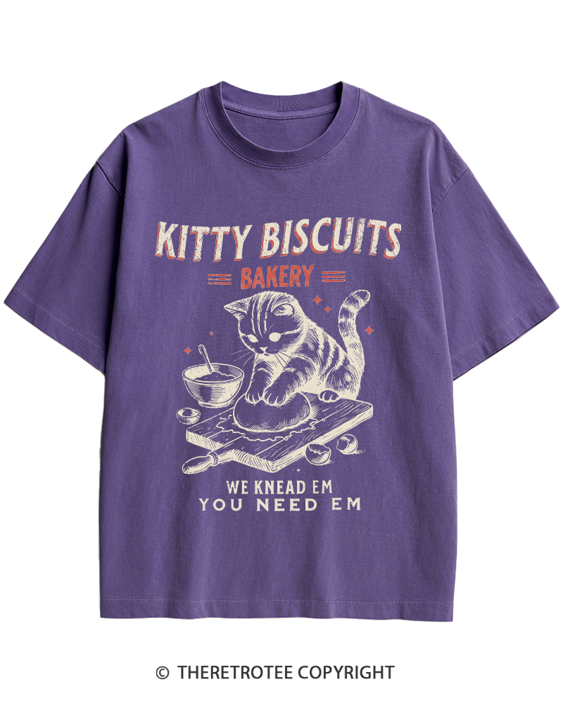 TheRetroTee Kitty Biscuits Bakery 1950s Heavy Cotton T-Shirt