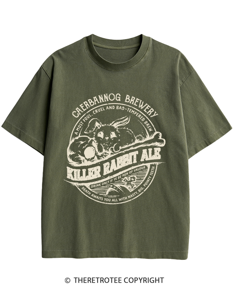 TheRetroTee Killer Rabbit Ale 1970s Heavy Cotton T-Shirt