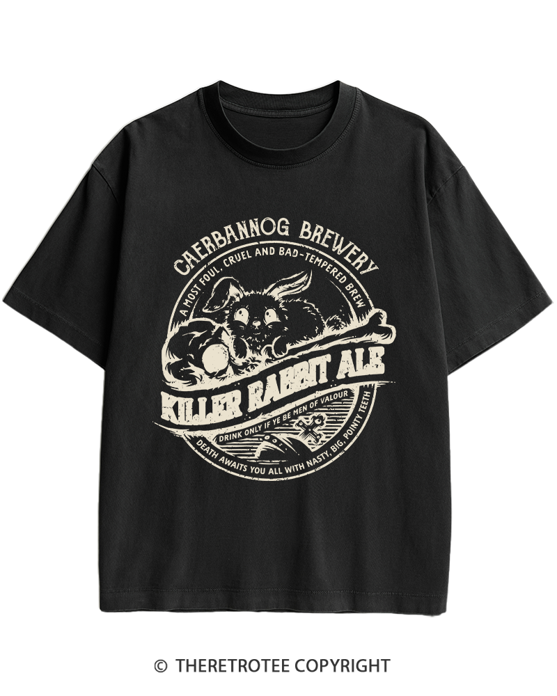 TheRetroTee Killer Rabbit Ale 1970s Heavy Cotton T-Shirt