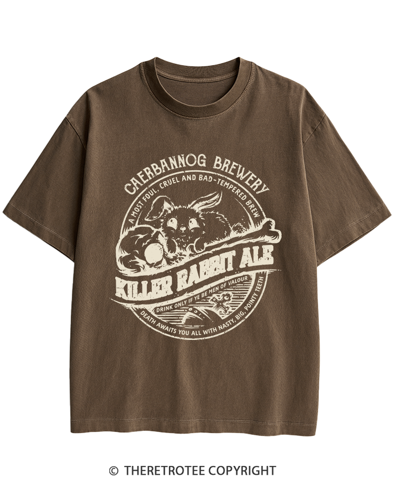 TheRetroTee Killer Rabbit Ale 1970s Heavy Cotton T-Shirt